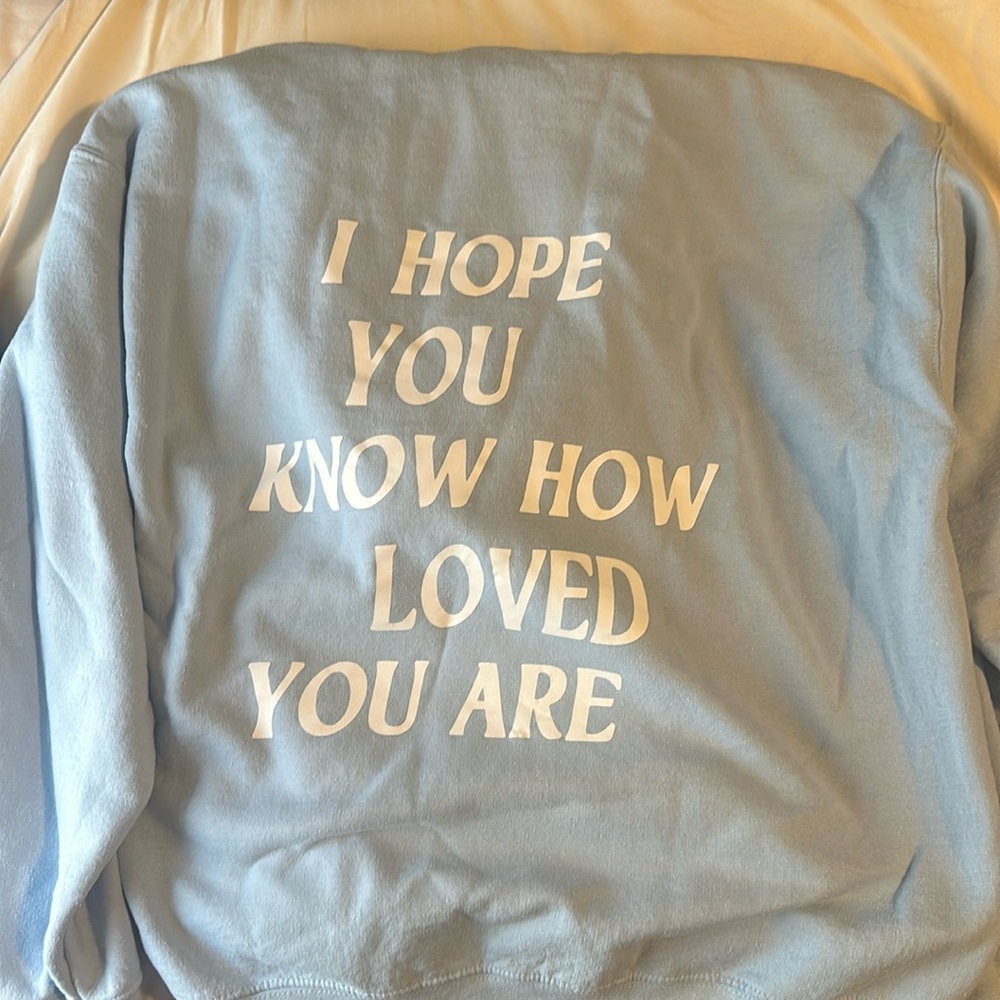 light blue quote hoodie